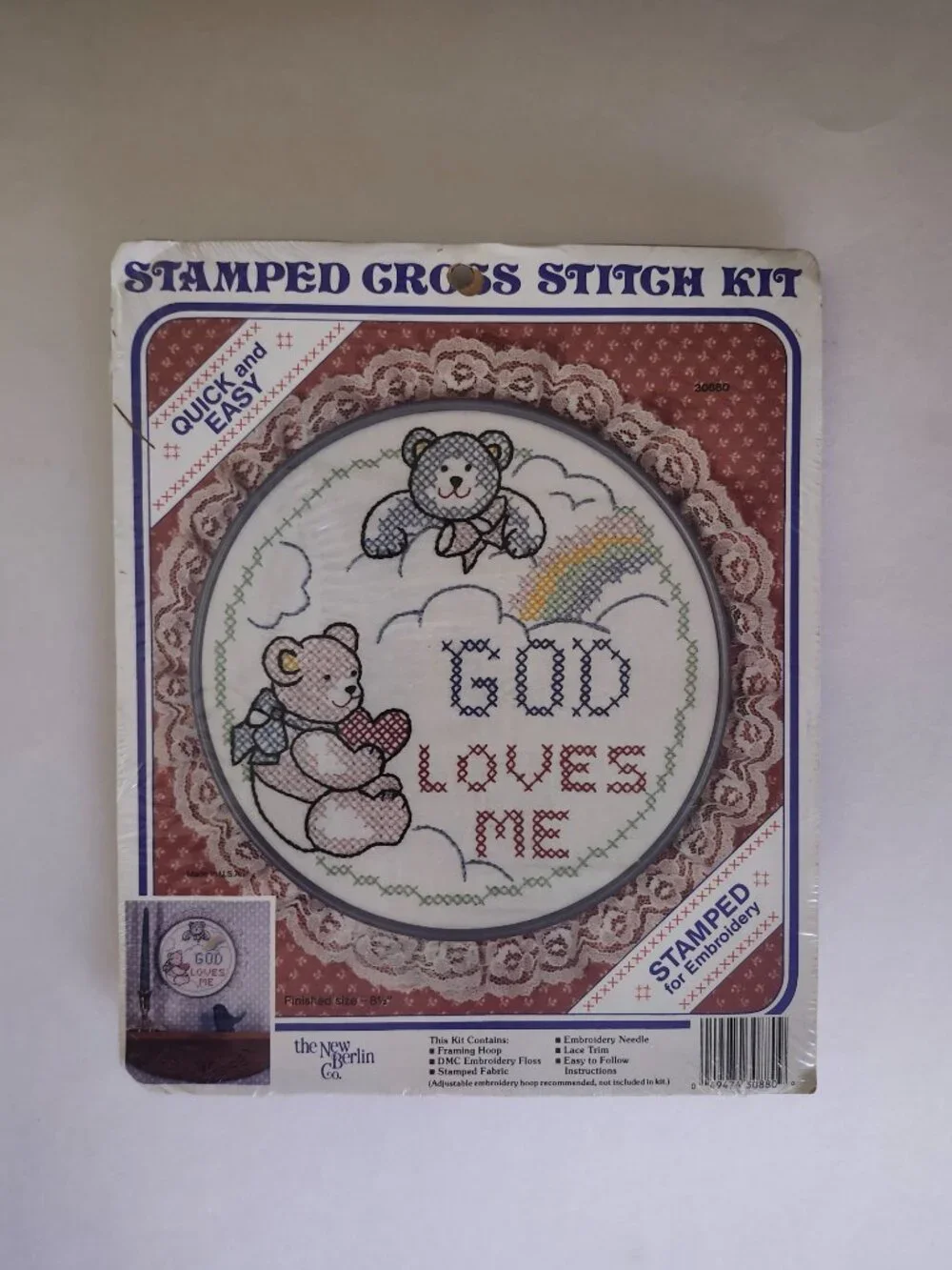 God Loves Me Stamped Cross Stitch Kit 30880